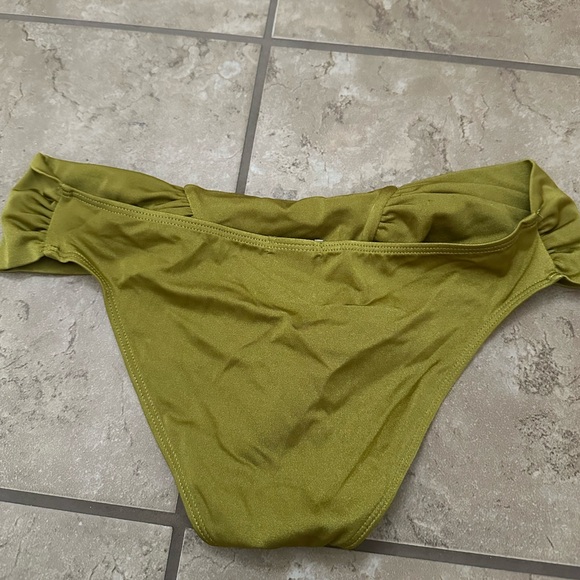 SHIMMERY GREEN HIGH WAISTED BIKINI BOTTOMS - Picture 4 of 4